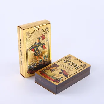 Пластиковые карты Таро из золотой фольги, полное английское издание, водонепроницаемая настольная игра Magician Tarot Deck с английскими правилами