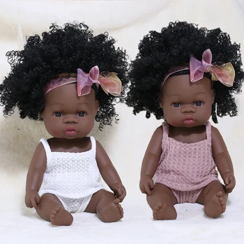 35 см Новорожденная Возрожденная Африканская Кукла Детское Моделирование Мягкие Виниловые Детские Реалистичные Игрушки Рождественские Игрушки на День Рождения Куклы для Младенцев