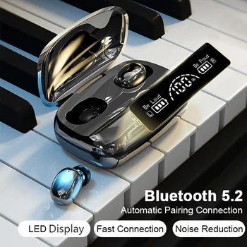 Беспроводные наушники Bluetooth 5.2 Стерео Hi-Fi Smart Touch Control Наушники-вкладыши с шумоподавлением и цифровым дисплеем Наушники-вкладыши
