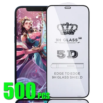 500шт 5D Полное Покрытие Из Закаленного Стекла 9H Premium Film Screen Protetcor Для iPhone 15 Pro Max 14 Plus 13 Mini 12 11 XS XR X 8 7 SE