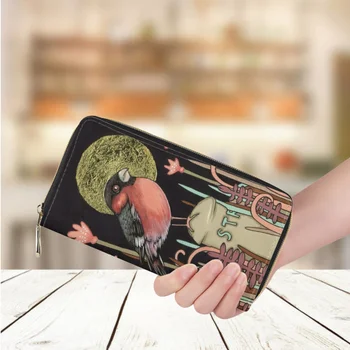 Женский кошелек из искусственной кожи с 3D-принтом в виде животных Колибри, длинный мешок для денег, повседневный кошелек для покупок, держатель для кредитных карт, кошелек, клатч