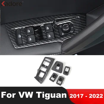 Внутренняя дверь автомобиля Подлокотник Кнопка включения Стеклоподъемника Накладка панели для Volkswagen VW Tiguan 2017-2022 Аксессуары из углеродного волокна