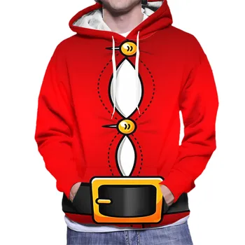 Толстовка Санта Клауса, мужская осенне-зимняя рубашка с капюшоном, пуловер с капюшоном с длинным рукавом, свитер с карманом, мужская Рождественская толстовка с капюшоном.