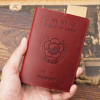 Держатель для паспорта из натуральной кожи, протектор кошелька для Южной Кореи, обложка для паспорта, мужская ретро-обложка на кошелек для паспорта