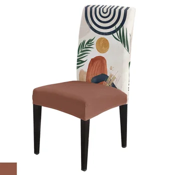 Чехлы для обеденных стульев в стиле модерн с геометрической абстракцией в стиле бохо, эластичный чехол для сиденья из спандекса для свадебной кухни, банкетной вечеринки, чехол для сиденья