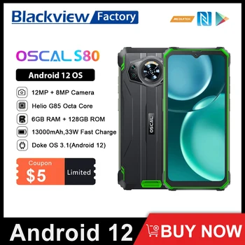 Blackview Oscal S80 Водонепроницаемый Мобильный Телефон 6 ГБ 128 ГБ Android 12-13000 мАч Смартфон 33 Вт Быстрая Зарядка Мобильного Телефона с экраном 658 дюйма