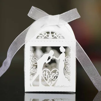 50 шт. Вырезанная лазером Коробка конфет для жениха и невесты 