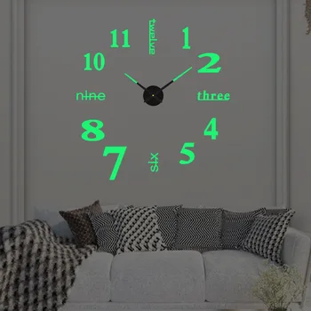 Креативные светящиеся бесшумные настенные часы DIY для гостиной Трехмерные декоративные часы Цифровые часы Акриловые настенные часы