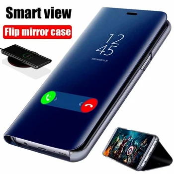 Кожаный чехол Filp Для Samsung Galaxy A6 A7 A9 2018 A750 Smart Mirror Book Case On Для Samsnng A 6 7 9 Роскошный Зеркальный чехол для телефона