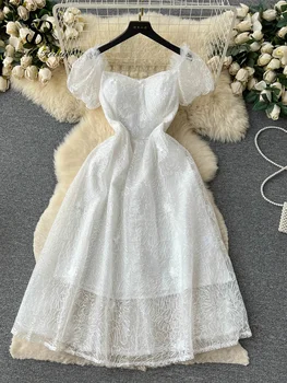 Длинное платье для французского двора SINGREINY 2023, Высококачественная вышивка, Цветочный Дизайн, Однотонный рукав-фонарь, Модное Элегантное Вечернее платье