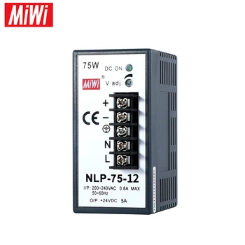 MIWI NLP-75 Вт 12 В с одним выходом переменного тока постоянного тока, модель Ultra DIN Rail, импульсный источник питания для светодиодного адаптера