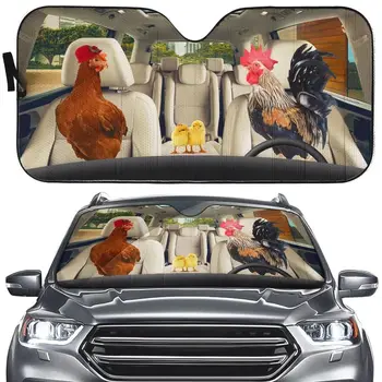 Курица за рулем Солнцезащитный козырек на лобовое стекло автомобиля с петухом, курицей, животным, козырек на переднее стекло для автомобиля, сохраняющий прохладу вашего автомобиля
