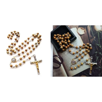 Священные ювелирные изделия ожерелье из четок с древесным зерном и камнем, украшения для фестивалей и вечеринок, прямая поставка
