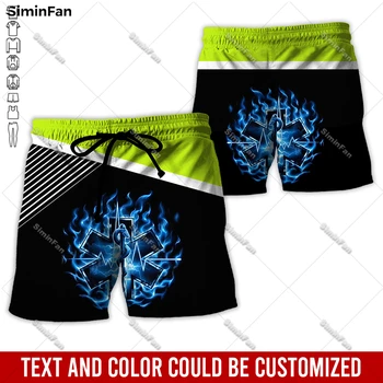 Пользовательское название Мужские пляжные шорты EMS EMT Physical Therapy с 3D принтом, мужские летние Гавайские короткие брюки, повседневные пляжные брюки-2