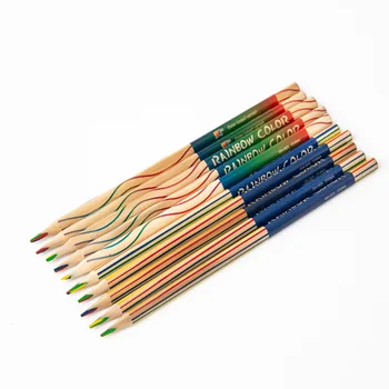 10 шт./компл. Четырехцветные треугольные цветные карандаши Rainbow Coloring Pencil Художественные канцелярские принадлежности