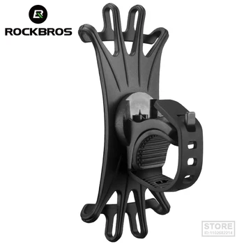 ROCKBROS Эластичный силиконовый держатель для велосипедного телефона, регулируемый для большинства телефонов, Подставка для велосипеда, крепление для скутера, мотоцикла, Руль