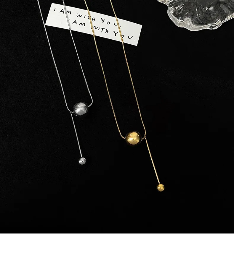 Ожерелье-цепочка из змеиной кости из стерлингового серебра 925 пробы с круглым шаром и геометрической формой для женщин, Изысканное Очаровательное Геометрическое ожерелье Оптом Изображение 1