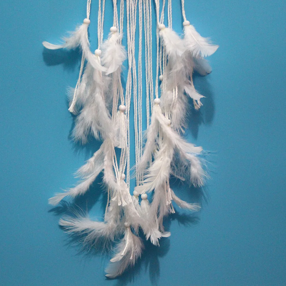 Украшение из перьев Ветряные колокольчики Декор стен Ловец снов Белое дерево Изображение 3