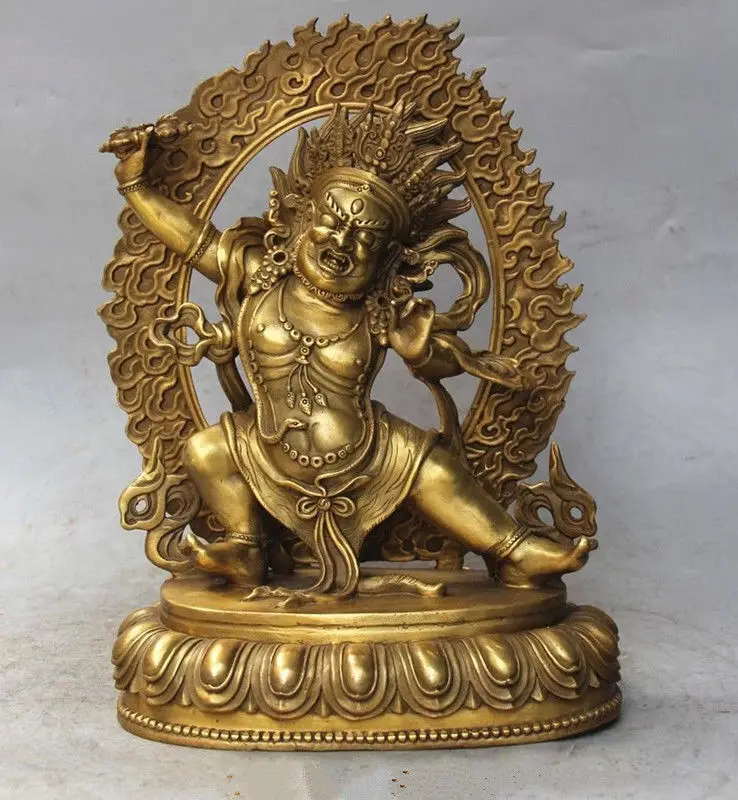 9,8-дюймовая Редкая тибетская бронзовая буддийская статуя будды Ваджрапани Чана Дордже Изображение 0