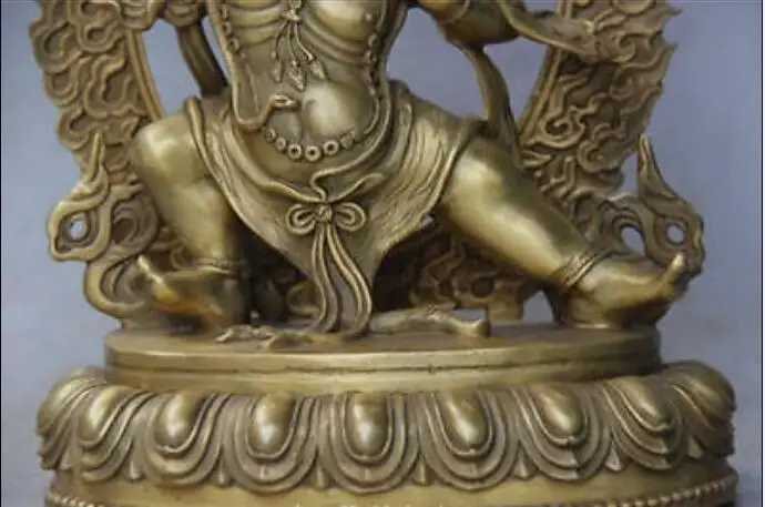 9,8-дюймовая Редкая тибетская бронзовая буддийская статуя будды Ваджрапани Чана Дордже Изображение 3