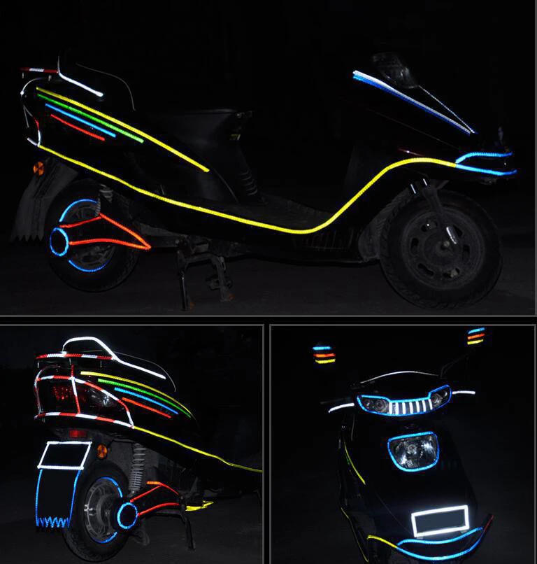 Светящаяся предупреждающая лента размером 1 см * 8 м, Светоотражающая наклейка на колесо, обод велосипеда, Флуоресцентный отражатель для велосипеда, Светоотражающая наклейка на автомобиль. Изображение 3