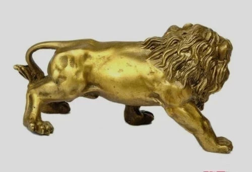 Медные поделки, Хороший медный лев, Большое украшение, бронзовая фабрика, статуя из чистой латуни. Изображение 1
