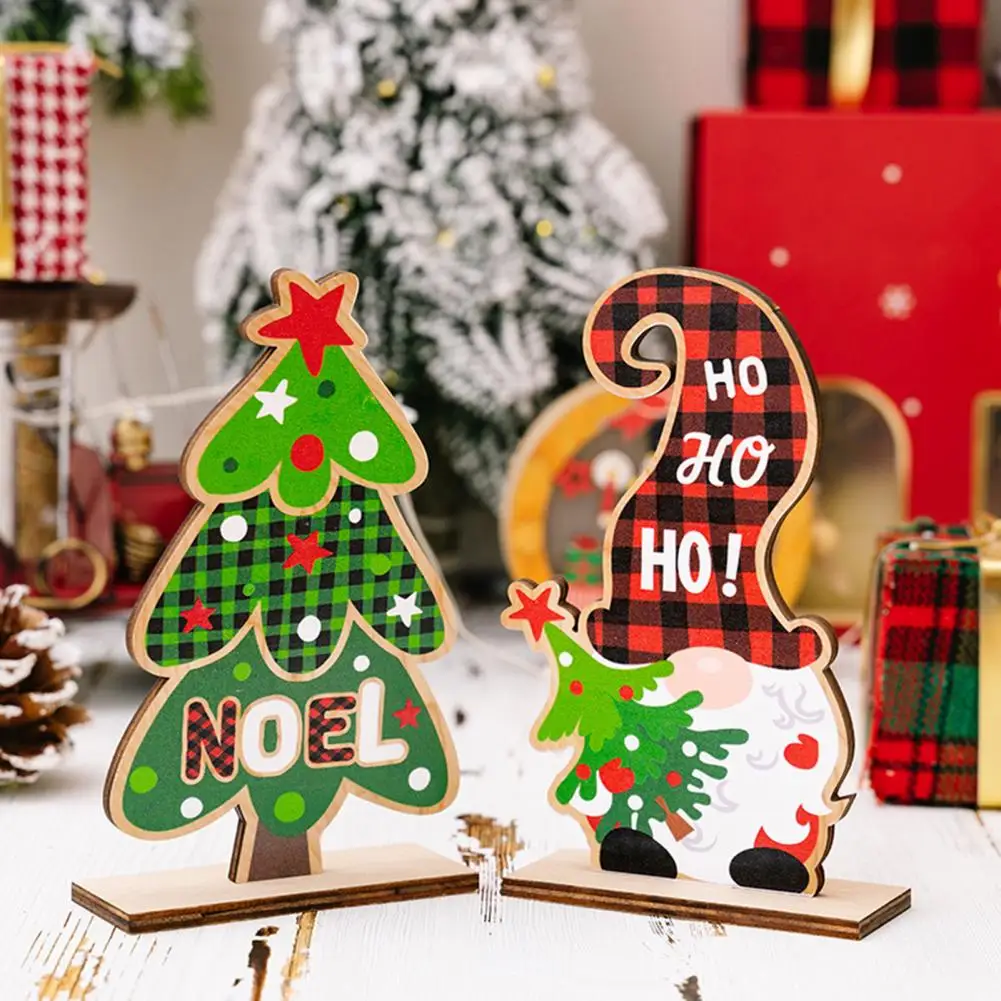 Украшение в виде рождественского гнома, прочное деревянное украшение в виде рождественской елки многоразового использования для праздничных украшений Изображение 3
