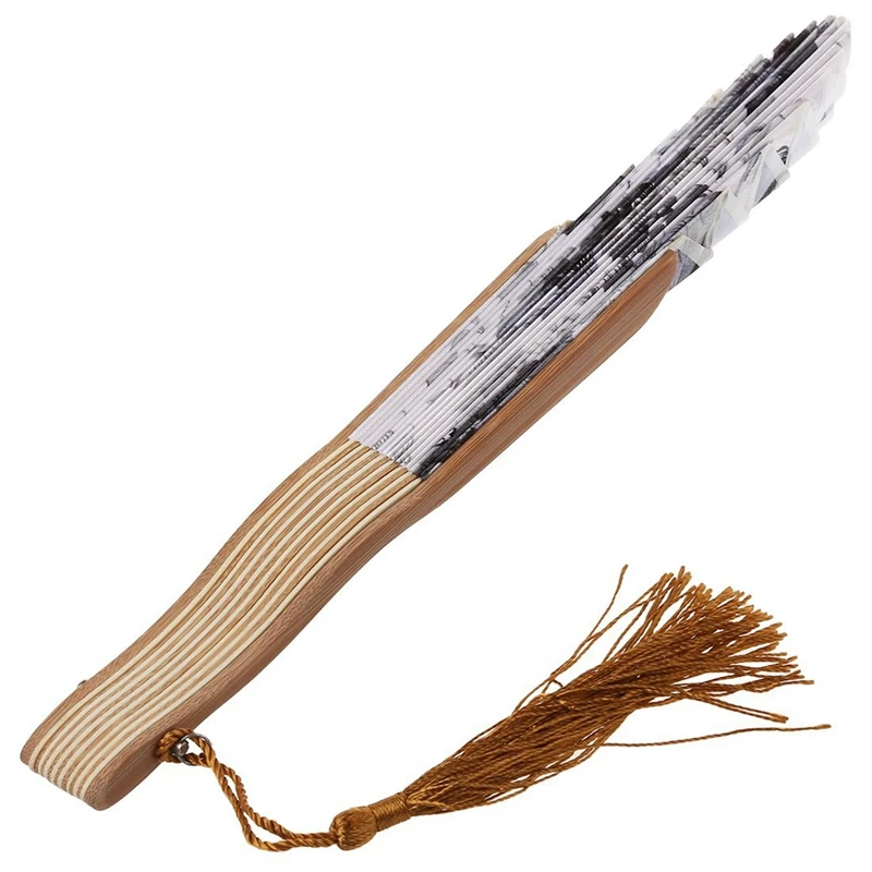 3X Китайский серый пион, ткань, бамбуковый складной веер для танцев, белый Изображение 1
