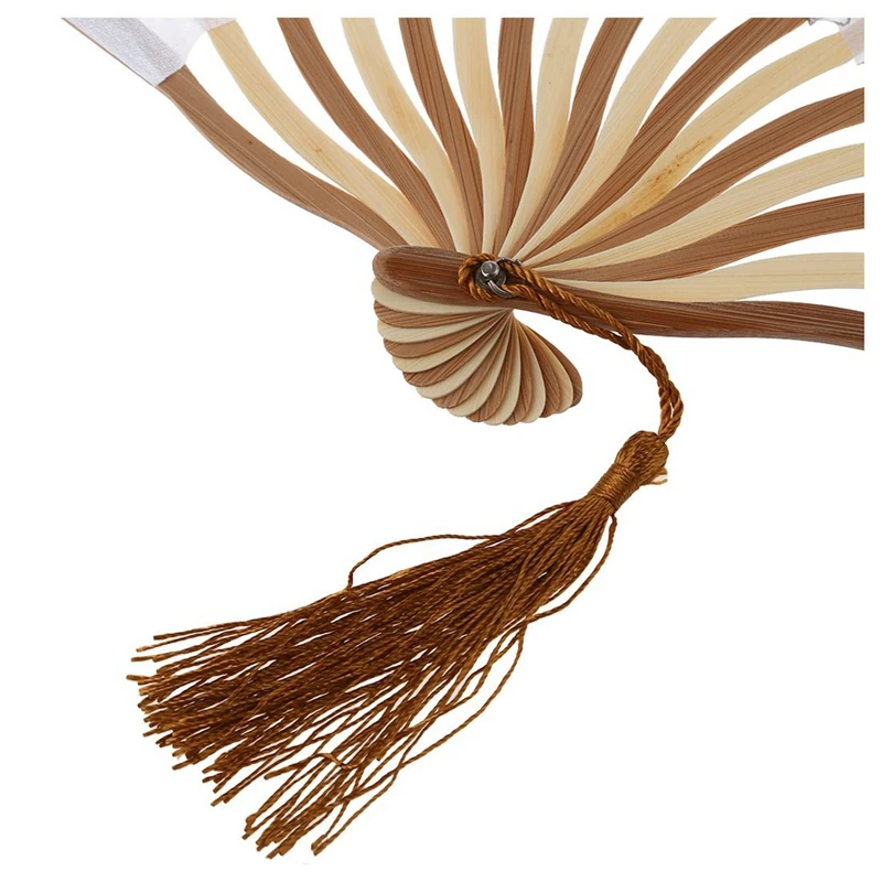 3X Китайский серый пион, ткань, бамбуковый складной веер для танцев, белый Изображение 5