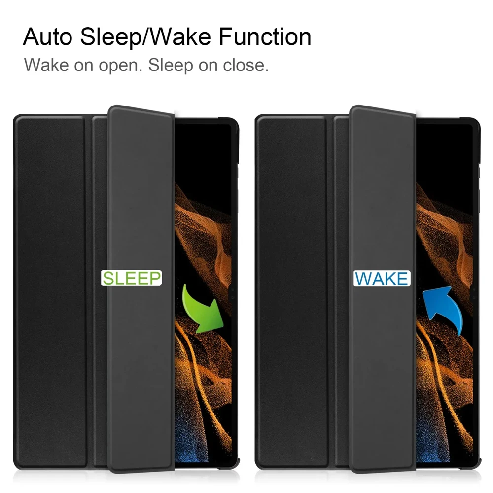 Ударопрочный Жесткий Чехол Для Samsung Galaxy Tab S8 Ultra Case Tablet 5G X900 X906 14,6 Coque Auto Sleep Подставка Из Искусственной Кожи Fundas Изображение 3