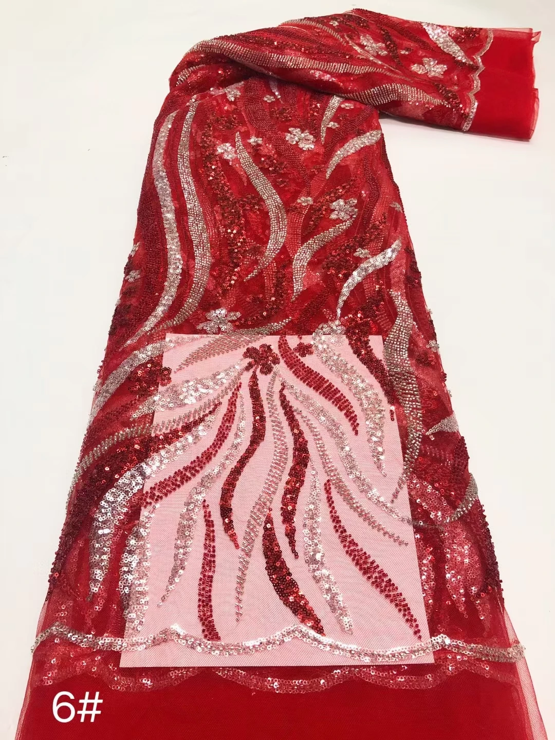 Свадебная кружевная ткань высокого качества ручной работы, вышитая бисером и пайетками, Кружевная ткань из Нигерийского французского тюля для вечернего платья Изображение 1