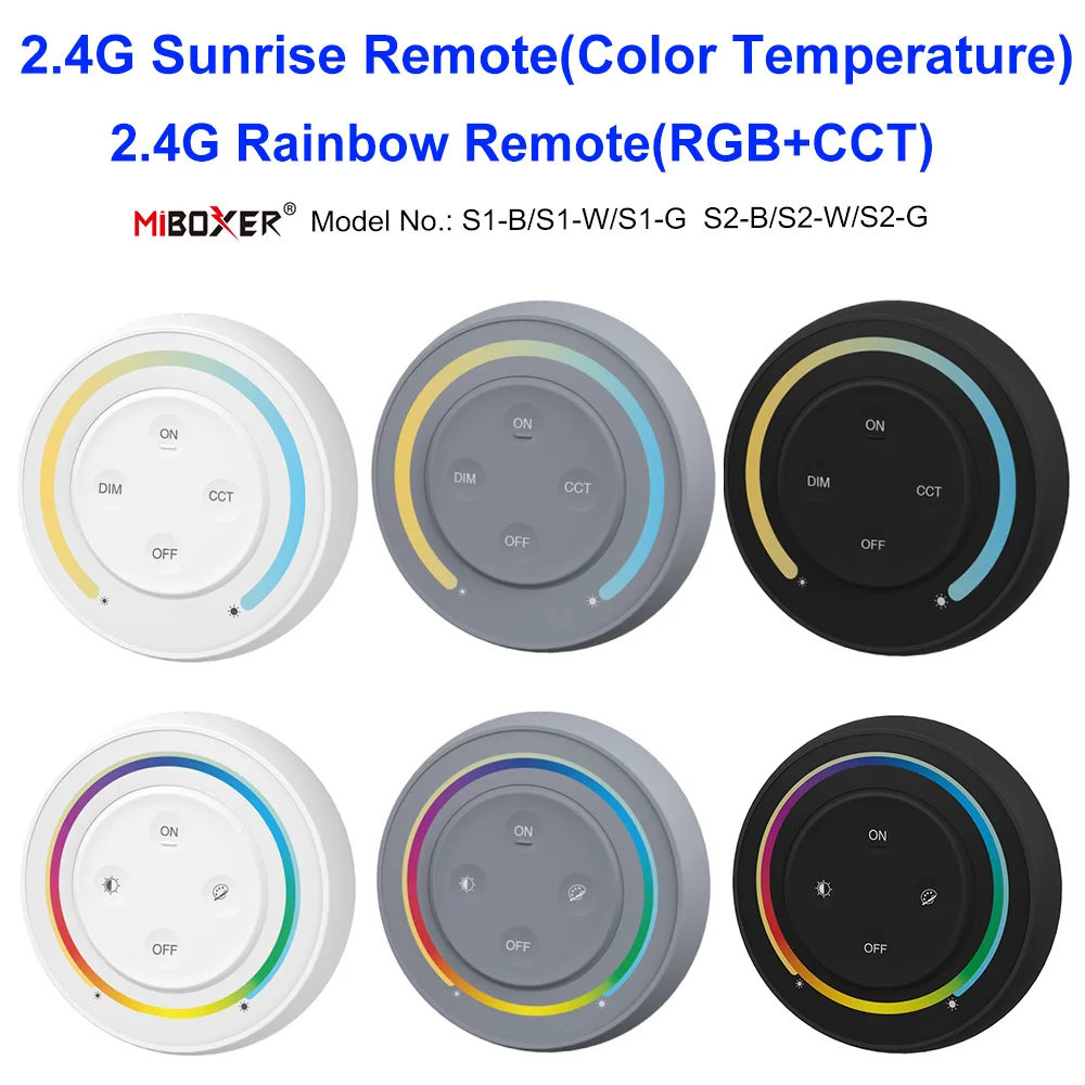 Miboxer S1/S2 3V2.4G Sunrise Пульт Дистанционного управления Rainbow Remote Для 5050 2835 5630 Цветовая температура RGB RGBW RGB + CCT Светодиодная лента Изображение 0