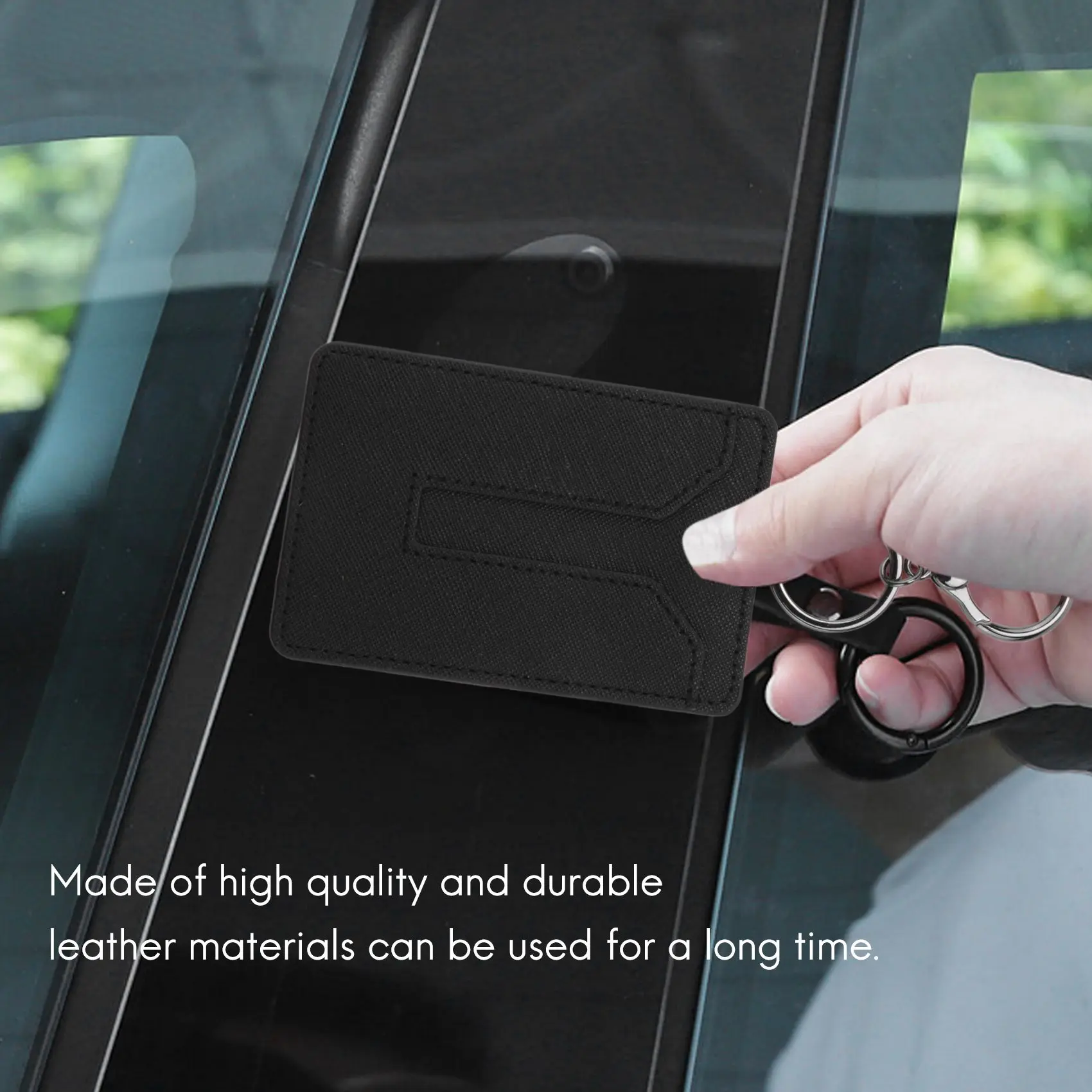 Держатель для ключей от автомобиля, кожаный чехол для карт, совместимый с Tesla Model 3 - Черный Изображение 2