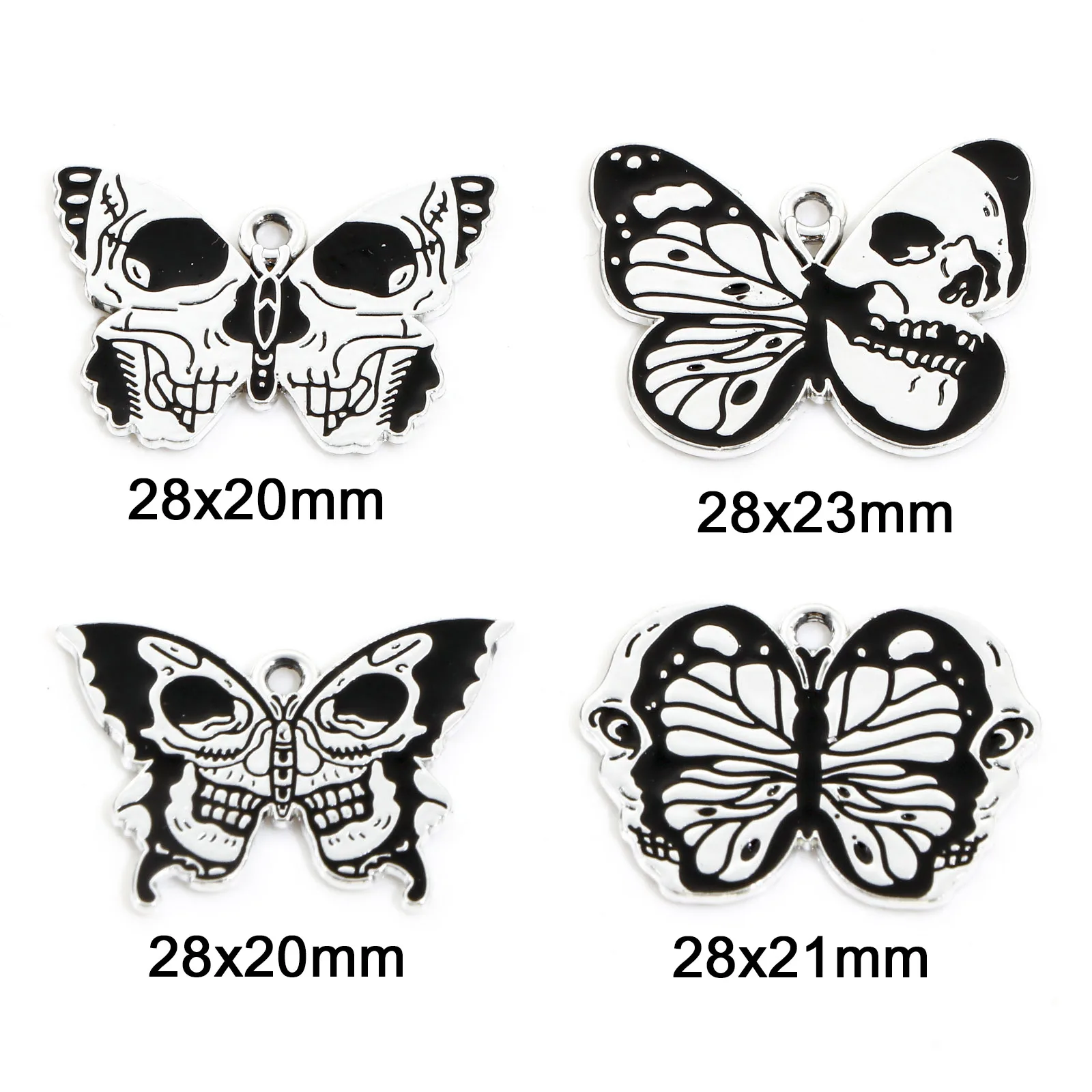 10шт Черных эмалевых бабочек-талисманов на Хэллоуин, металлические подвески для ожерелья 