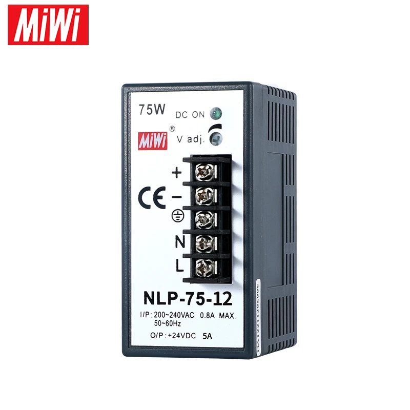 MIWI NLP-75 Вт 12 В с одним выходом переменного тока постоянного тока, модель Ultra DIN Rail, импульсный источник питания для светодиодного адаптера Изображение 0